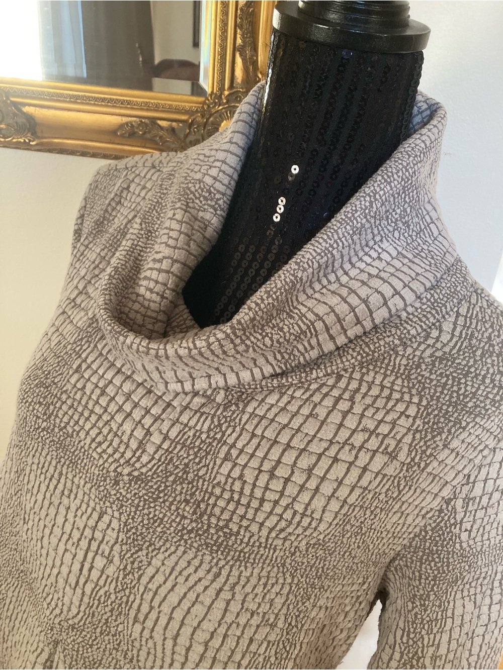 Tyler Boe Light Gray Textured Cowl Neck Dress